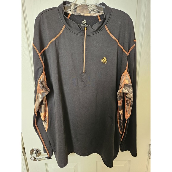Legendary Whitetails Other - Legendary Men's Pullover Long Sleeve Black Camoflage Hunting Gear 1/4 Zip, 2XL